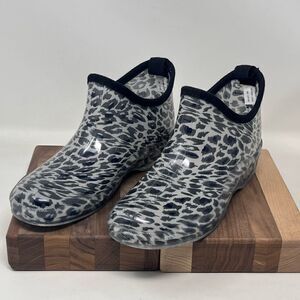 Capelli of New York Black Leopard Print Rain Booties 7